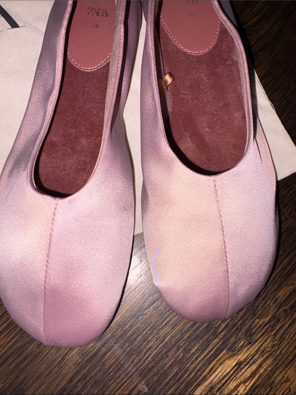 ZARA Satin Ballet Flats in Dusty Mauve - Picture 3 of 6
